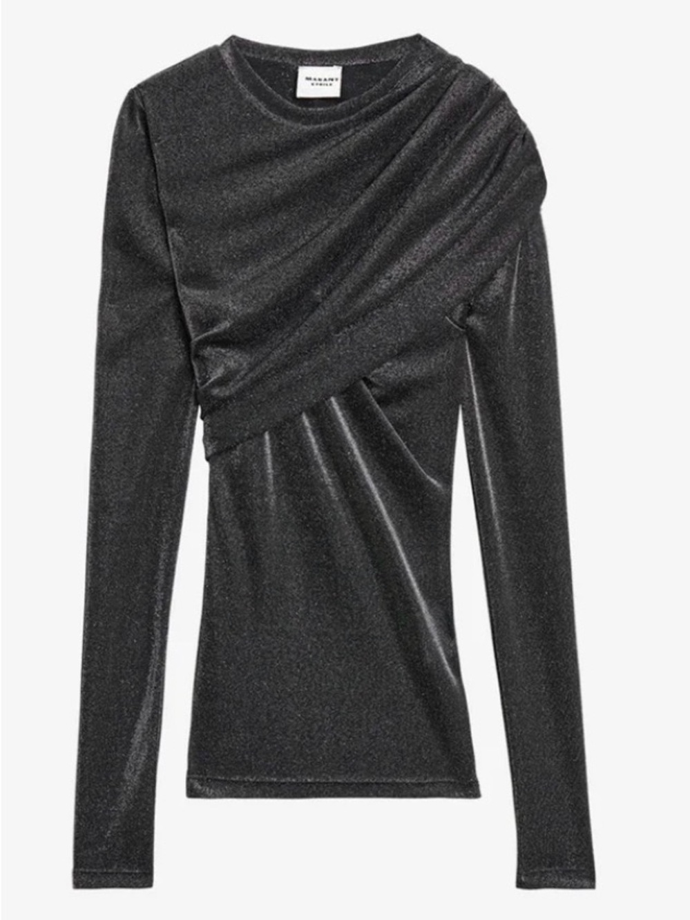 NEW Isabel Marant Etoile Dressi Top Long Sleeve Blouse Gun Metal Silver 38 US 6